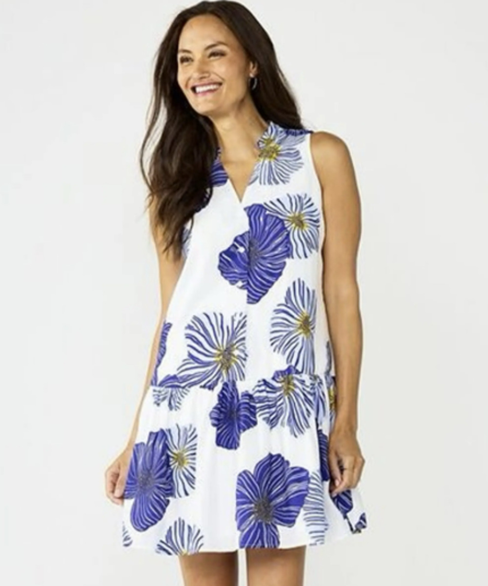Nine West Women's Small Ruffle Hem Button Front Drop Waist Dress D26-2